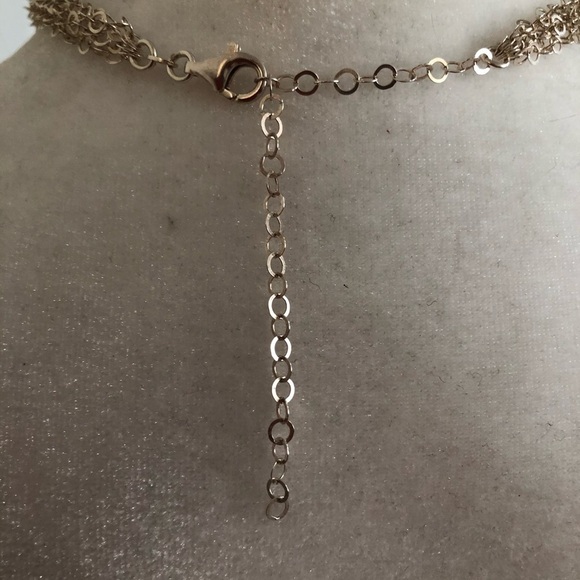 925 Sterling Circle Link Five Strand Adjustable 21” Necklace - Picture 3 of 4